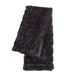 Blankets & Throws-Kirkland's Home Chocolate Fluffy Faux Fur Cotton Throw Brown