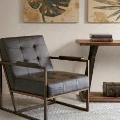 Accent Chairs-Kirkland's Home Chocolate Walden Faux Leather Accent Chair Brown