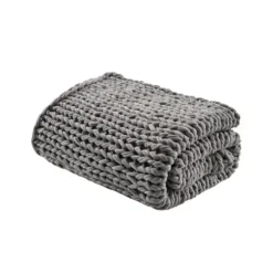 Blankets & Throws-Kirkland's Home Chunky Double Knit Cozy Throw Gray