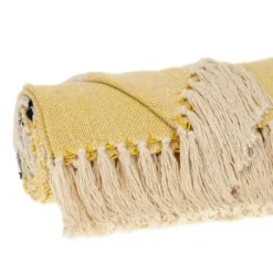 Blankets & Throws-Kirkland's Home Chunky Stitch Cotton Throw Yellow