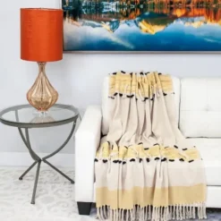 Blankets & Throws-Kirkland's Home Chunky Stitch Cotton Throw Yellow