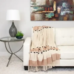 Blankets & Throws-Kirkland's Home Chunky Stitch Cotton Throw Brown