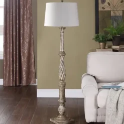 Floor Lamps-Kirkland's Home Chunky Washed Brown Floor Lamp White