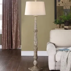 Floor Lamps-Kirkland's Home Chunky Washed Brown Floor Lamp White
