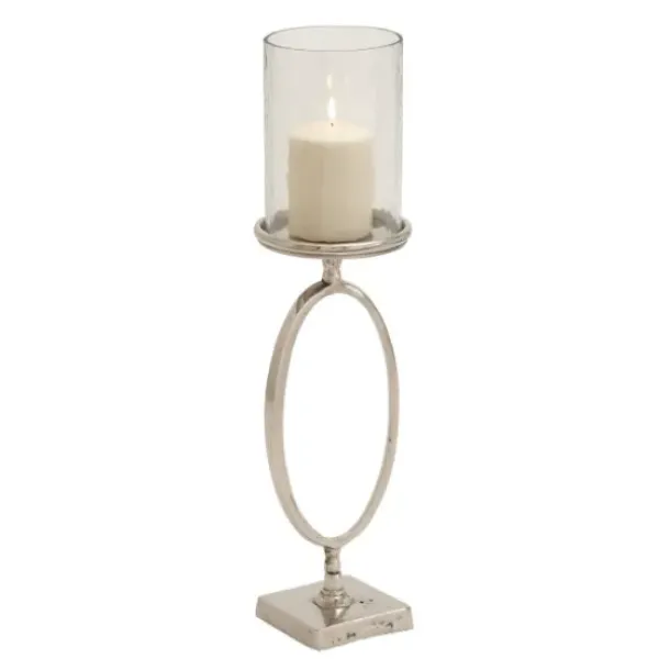 Candle Holders-Kirkland's Home Circular Center Hurricane Candle Holder Black