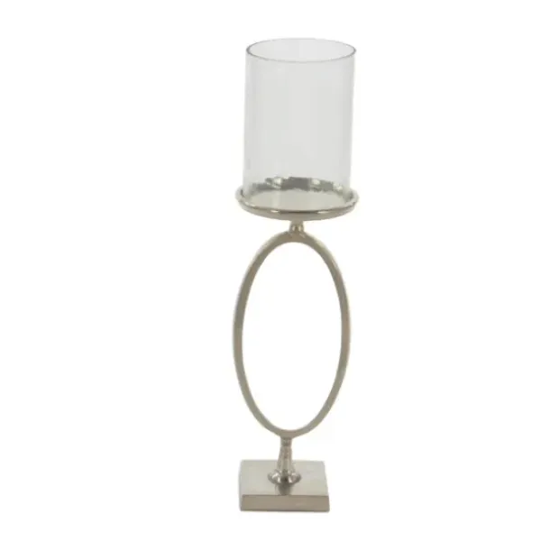 Candle Holders-Kirkland's Home Circular Center Hurricane Candle Holder Black
