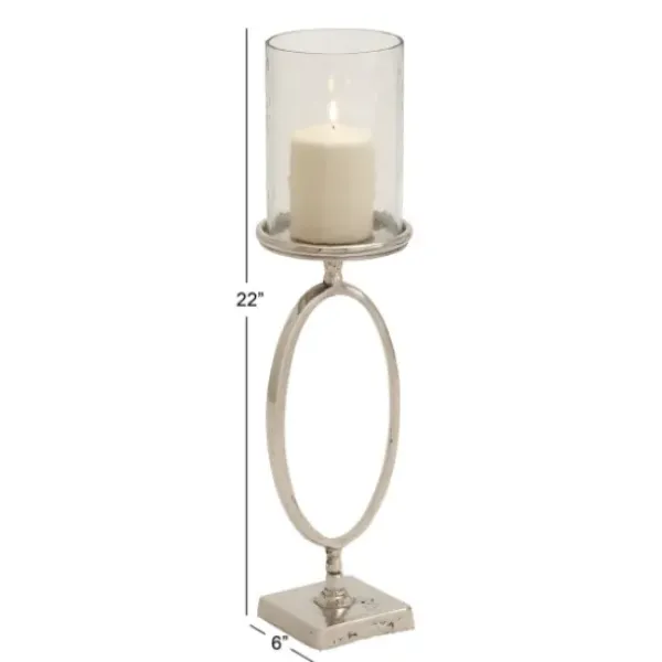 Candle Holders-Kirkland's Home Circular Center Hurricane Candle Holder Black