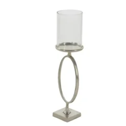 Candle Holders-Kirkland's Home Circular Center Hurricane Candle Holder Black