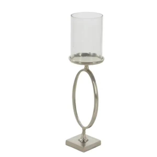 Candle Holders-Kirkland's Home Circular Center Hurricane Candle Holder Black