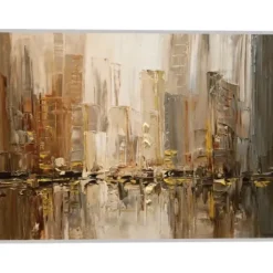 Canvas Art-Kirkland's Home City Rush 5 Framed Canvas Art Print Tan