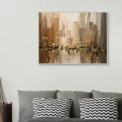 Canvas Art-Kirkland's Home City Rush 5 Framed Canvas Art Print Tan
