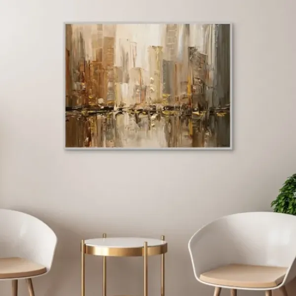 Canvas Art-Kirkland's Home City Rush 5 Framed Canvas Art Print Tan