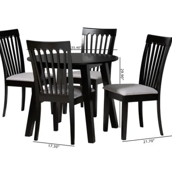 Dining Sets-Kirkland's Home Classic Black Round Wood 5-Pc. Dining Set Gray