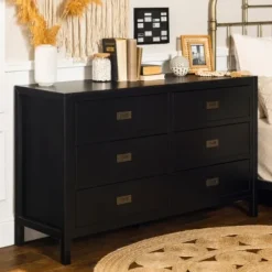 Dressers & Chests-Kirkland's Home Classic 6-Drawer Dresser Black