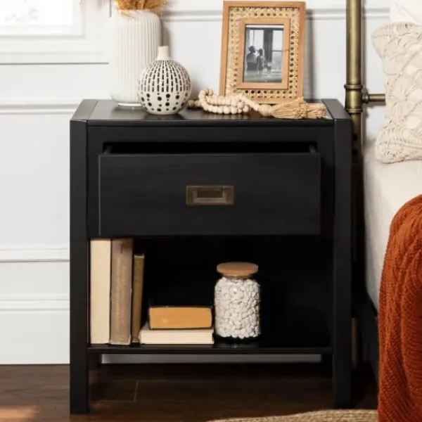 Nightstands-Kirkland's Home Classic 1-Drawer Nightstand Black