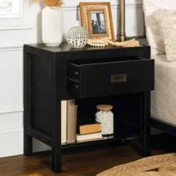 Nightstands-Kirkland's Home Classic 1-Drawer Nightstand Black