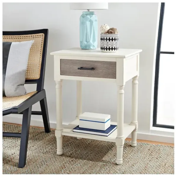 Accent & End Tables-Kirkland's Home Classic Ribbed Drawer Accent Table White