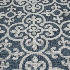 Outdoor Rugs-Kirkland's Home Classicism Sun Shower Outdoor Area Rug, 7X9 Blue/Ivory