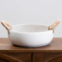 Decorative Bowls & Jars-Kirkland's Home Clay Bowl With Rope Handles White/Gray