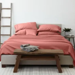 Bed Sheets-Kirkland's Home Clay Solid 6-Pc. Queen Sheet Set Orange