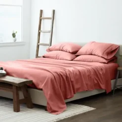Bed Sheets-Kirkland's Home Clay Solid 6-Pc. Queen Sheet Set Orange