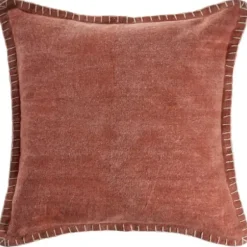 Pillows-Kirkland's Home Clay Stitched Flange Velvet Throw Pillow Red