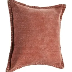 Pillows-Kirkland's Home Clay Stitched Flange Velvet Throw Pillow Red