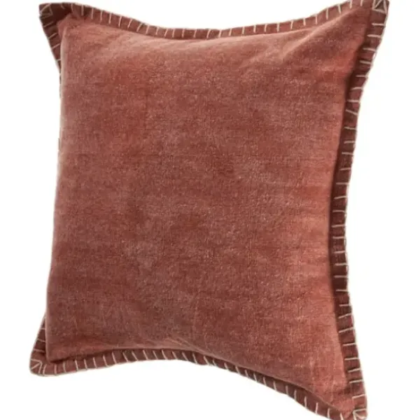 Pillows-Kirkland's Home Clay Stitched Flange Velvet Throw Pillow Red
