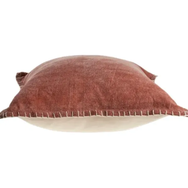 Pillows-Kirkland's Home Clay Stitched Flange Velvet Throw Pillow Red