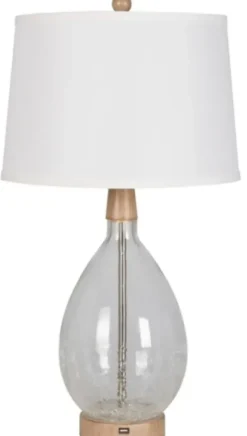 Table Lamps-Kirkland's Home Clear Crackled Glass Table Lamps, Set Of 2 White