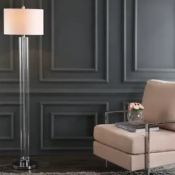 Floor Lamps-Kirkland's Home Clear Glass Demi Floor Lamp Ivory