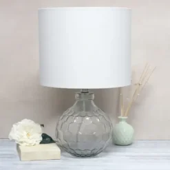 Table Lamps-Kirkland's Home Clear Glass Honeycomb Table Lamp White