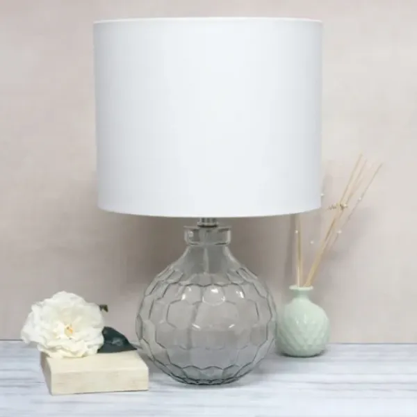 Table Lamps-Kirkland's Home Clear Glass Honeycomb Table Lamp White