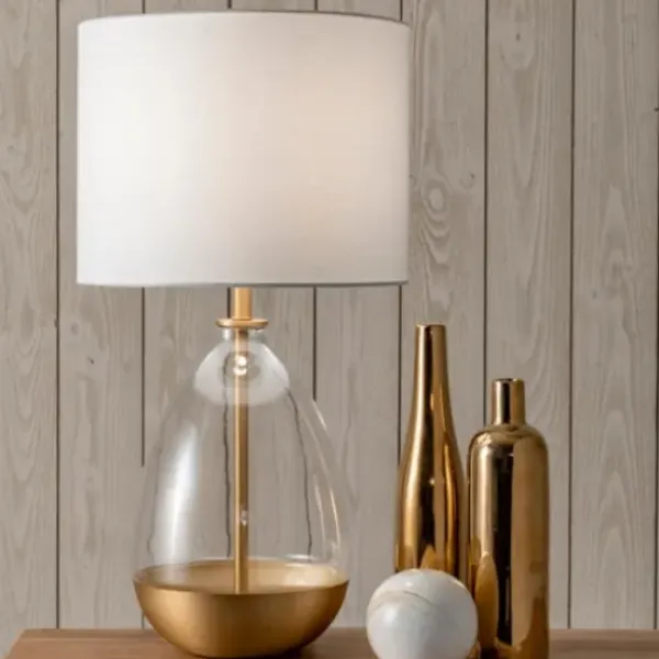 Table Lamps-Kirkland's Home Clear Gold Dipped Glass Table Lamp White