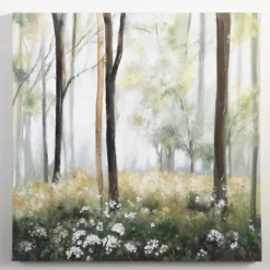 Canvas Art-Kirkland's Home Clearing Forest Scenery Canvas Art Print Green/Brown/Gray
