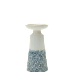 Candle Holders-Kirkland's Home Coastal Scalloped Candle Holders, Set Of 2 White/Blue