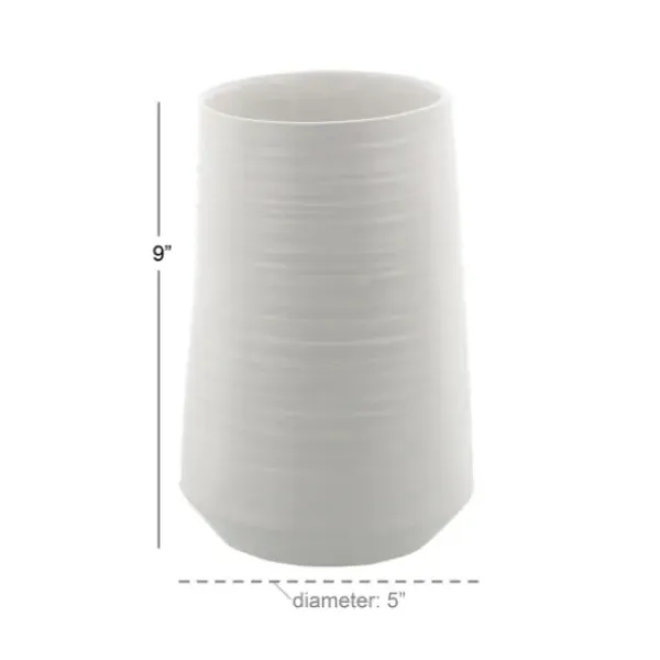 Vases-Kirkland's Home Coastal Scalloped Vases, Set Of 3 White/Blue