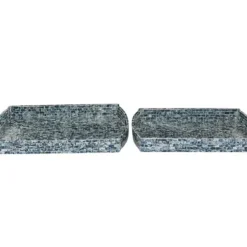 Decorative Trays-Kirkland's Home Coastal Wood And Oyster Shell Trays, Set Of 2 Blue