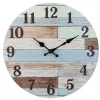 Clocks-Kirkland's Home Coastal Worn Blue And White Wooden Wall Clock