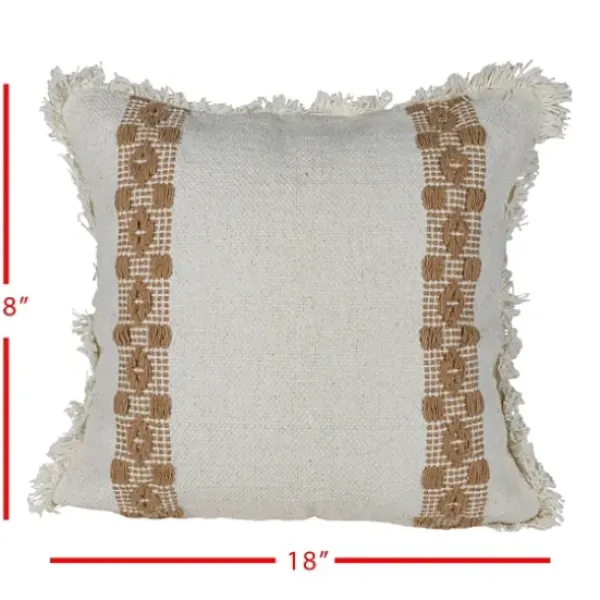 Pillows-Kirkland's Home Coffee Brown Textured Stripe Throw Pillow White/Brown
