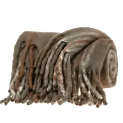 Blankets & Throws-Kirkland's Home Coffee Hand Loomed Throw With Tassels Brown