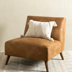 Accent Chairs-Kirkland's Home Cognac Faux Leather Accent Chair Tan