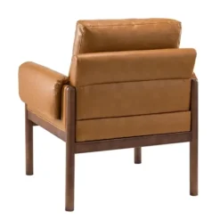 Accent Chairs-Kirkland's Home Cognac Faux Leather And Wood Accent Chair Tan