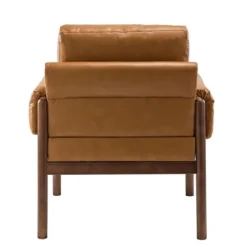 Accent Chairs-Kirkland's Home Cognac Faux Leather And Wood Accent Chair Tan