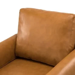Accent Chairs-Kirkland's Home Cognac Faux Leather And Wood Accent Chair Tan