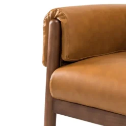 Accent Chairs-Kirkland's Home Cognac Faux Leather And Wood Accent Chair Tan