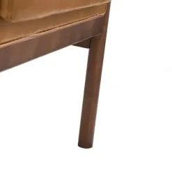 Accent Chairs-Kirkland's Home Cognac Faux Leather And Wood Accent Chair Tan