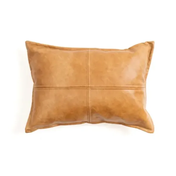 Pillows-Kirkland's Home Cognac Faux Leather Lumbar Pillow Brown