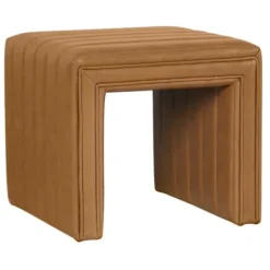Benches & Ottomans-Kirkland's Home Cognac Leather Arch Ottoman Brown