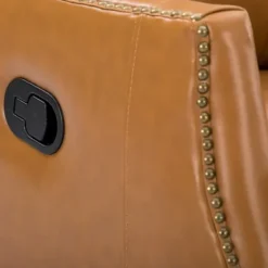 Accent Chairs-Kirkland's Home Cognac Leather Upholstered Recliner Chair Brown/Orange
